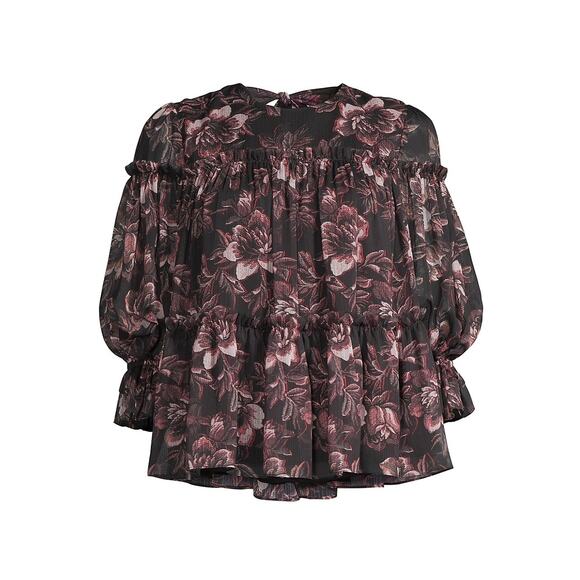 Ted Baker London Ballou Tiered Chiffon Blouse Size 8 - Picture 2 of 8